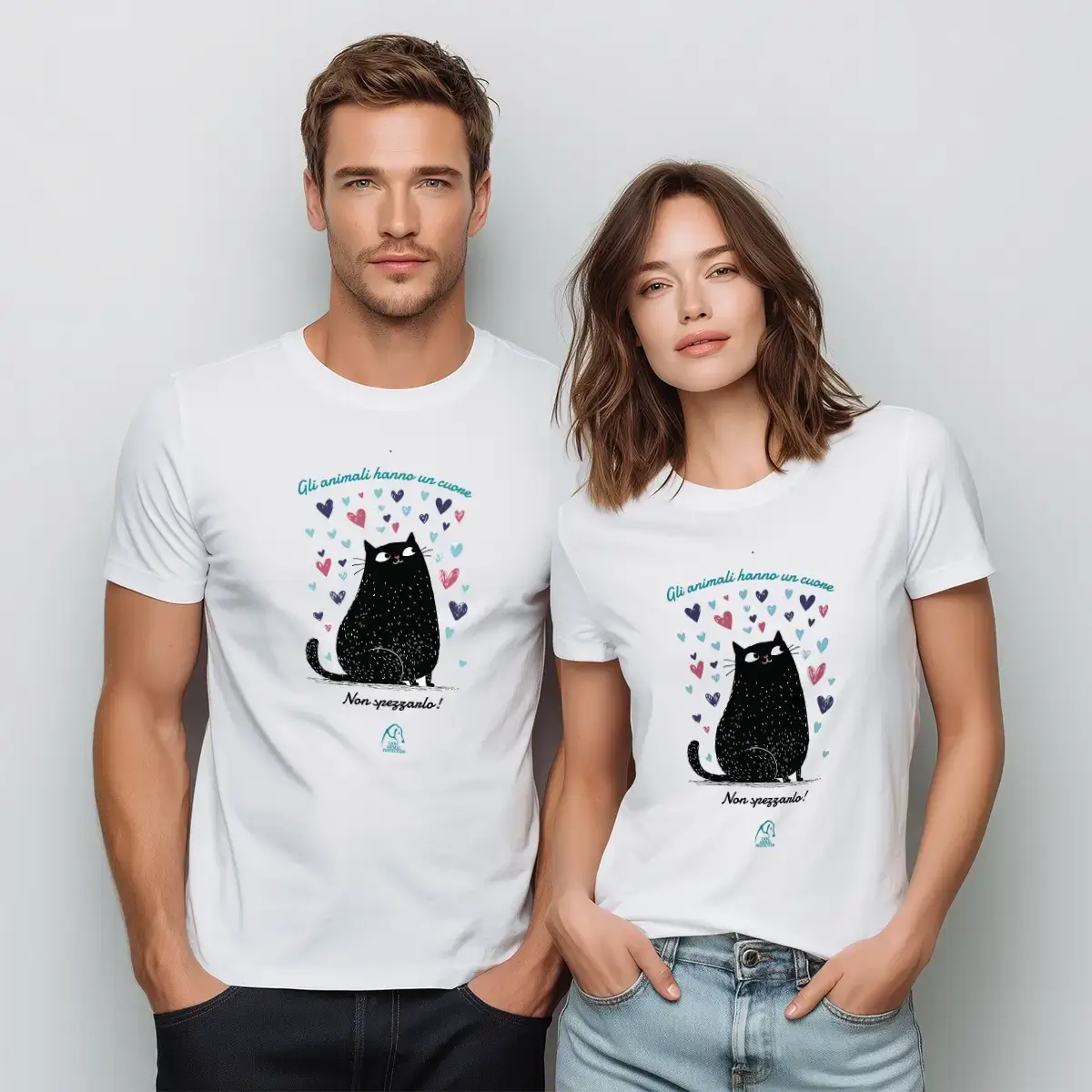 A San Valentino scegli i regali solidali per gli animali di LNDC Animal Protection - Maglietta “Gli animali hanno un cuore” - Gatto